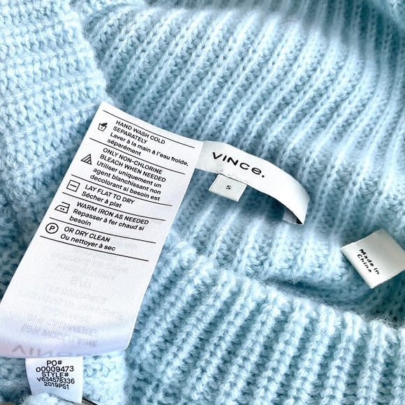 Vince Sweater Hoodie Wool Cashmere Light Blue (S) - Picture 6 of 8